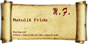 Matulik Frida névjegykártya
